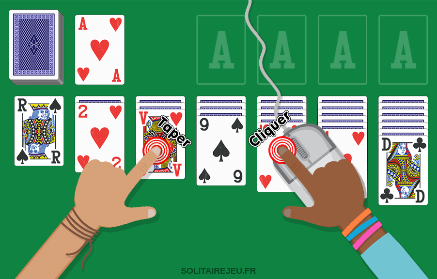 Jouez au Solitaire en appuyant sur les cartes ou en les déplaçant à l'aide de votre souris ou de vos doigts