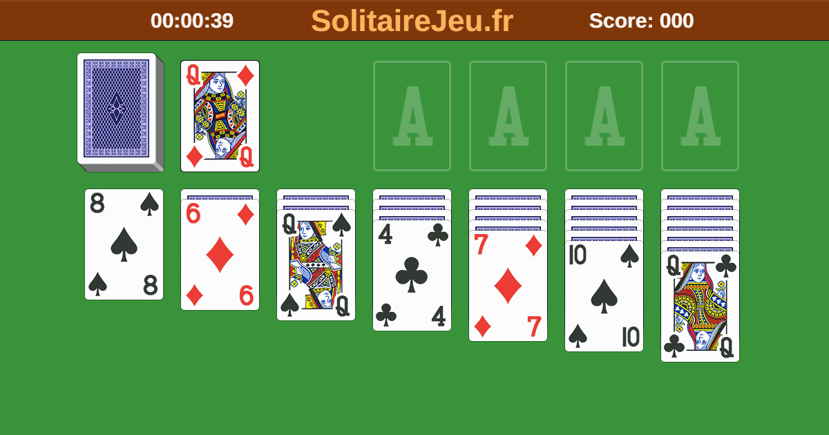 Solitaire jeu de cartes gratuit sans téléchargement, plein écran